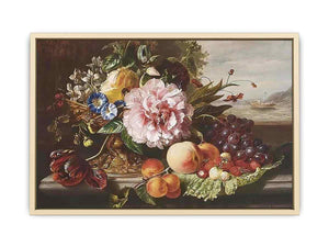 A Still Life With Flowers And Fruit  Art Print