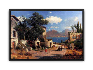 An Italian Village By A Lake Canvas Print