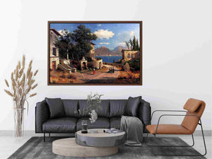 An Italian Village By A Lake by Carl Gustav Rodde Painting