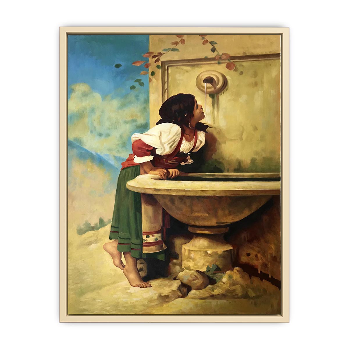 Roman Girl at a Fountain  Art Print