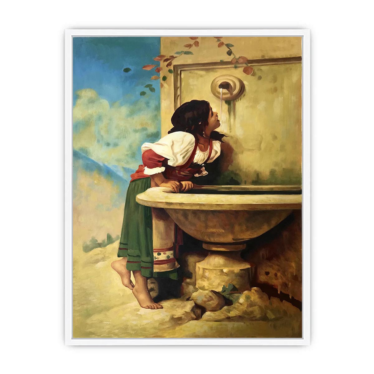 Roman Girl at a Fountain Framed Print