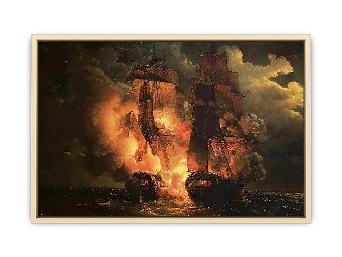 Battle Between the French Frigate Arethuse and the English Frigate Amelia  Art Print