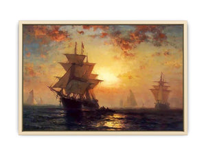 Ships at Night  Art Print