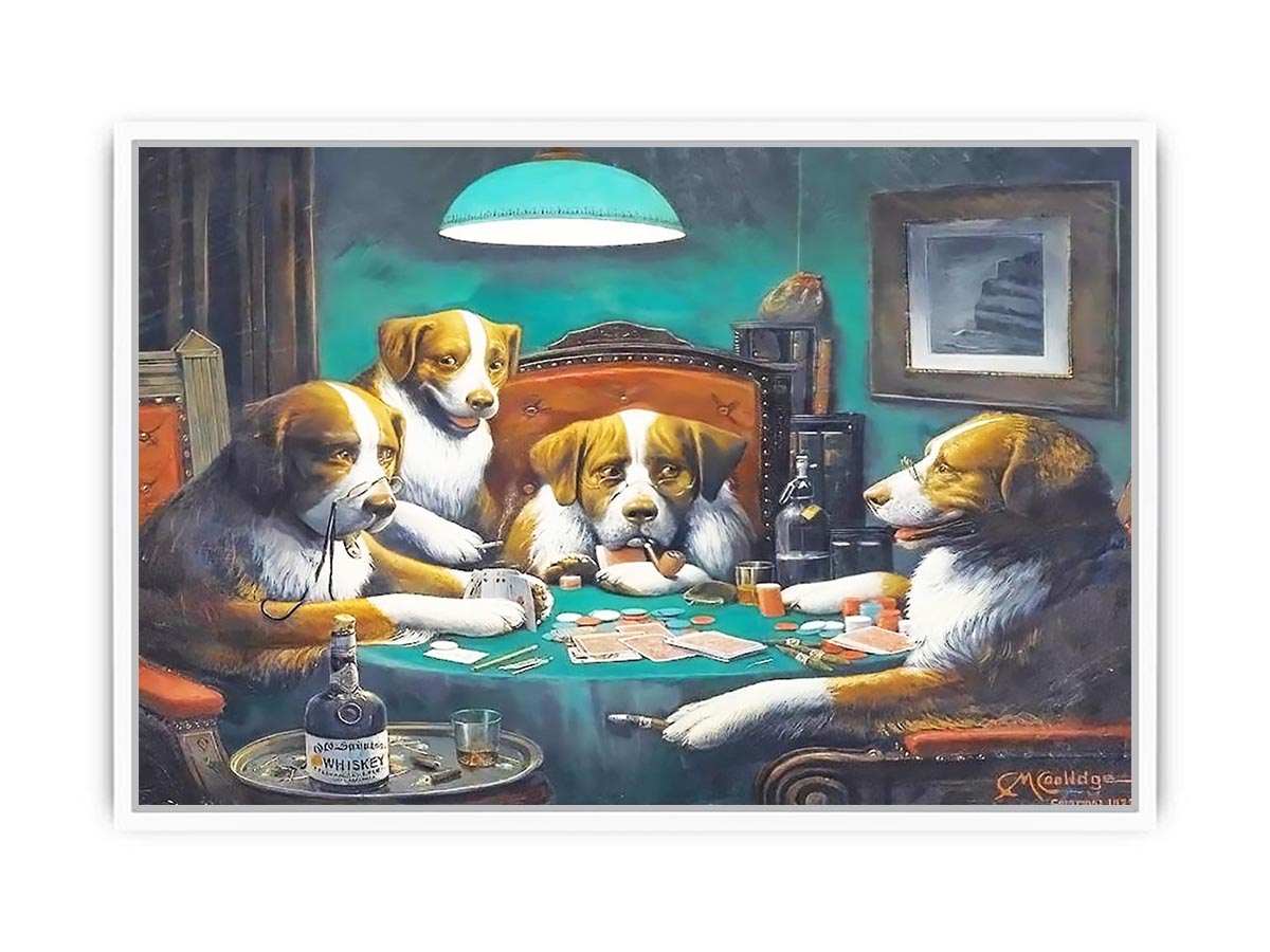 Dogs Playing Poker Painting Framed Print
