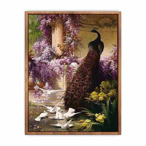 A Peacock and Doves in a Garden  Poster