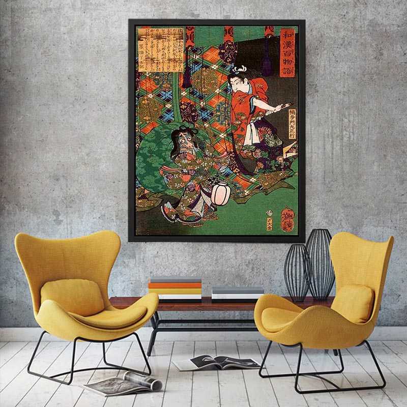 Masatsura Surprising a Fox Ghost by Yoshitoshi onogawa Painting 