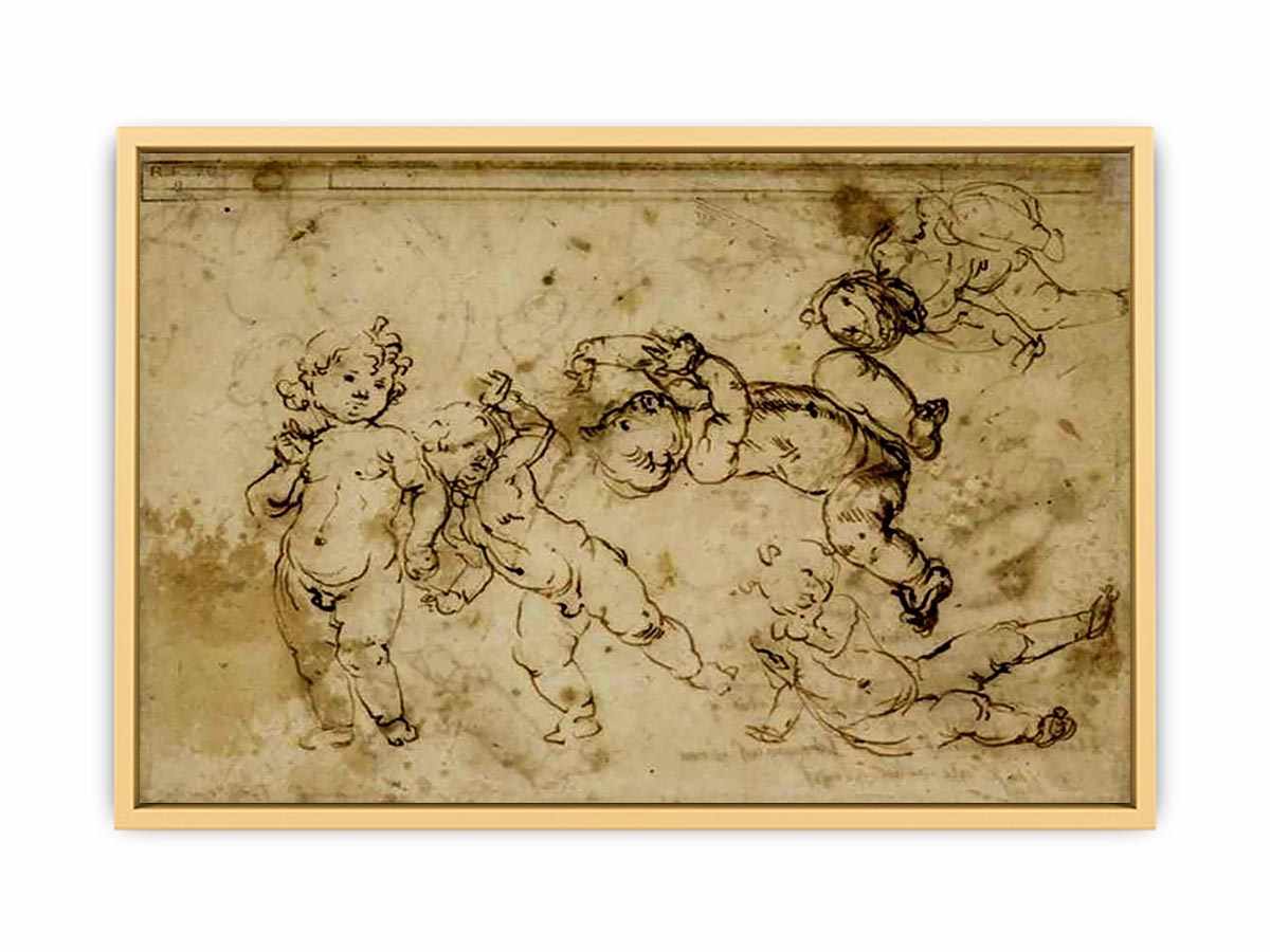 five naked children Streched canvas