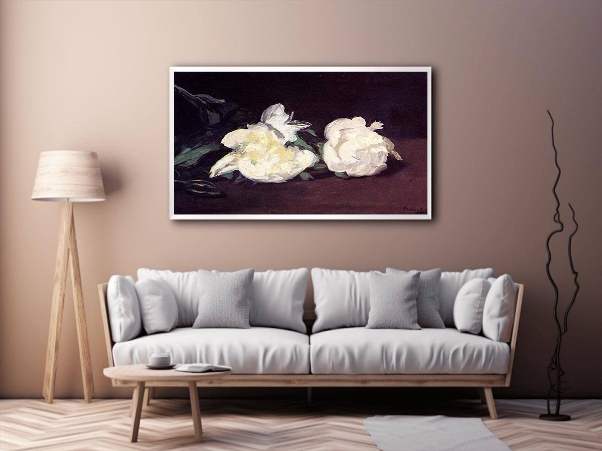 Branch of White Peonies and Secateurs by Edouard Manet Painting 