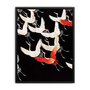 Japanese Stork, Furisode With A Myriad Of Flying Cranes By Hokusai