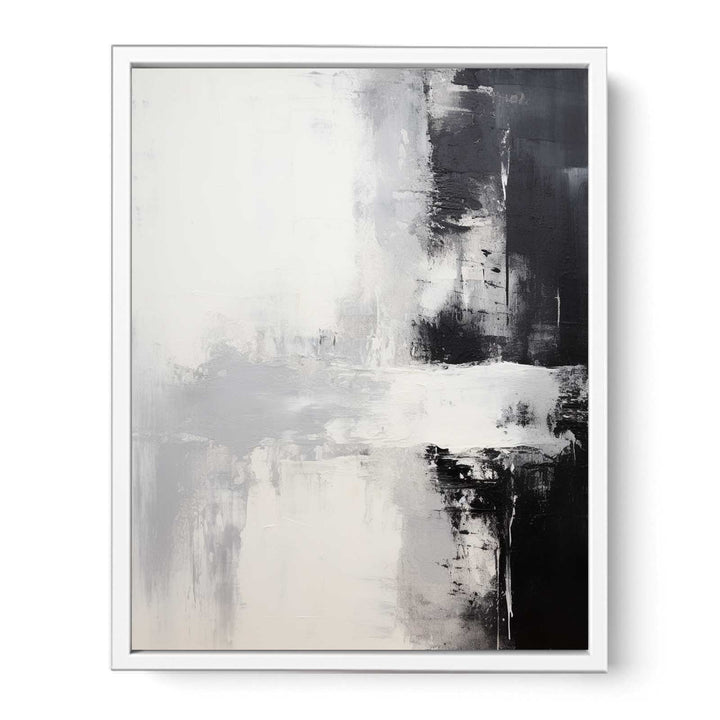 Black White Abstract Painting Framed Print