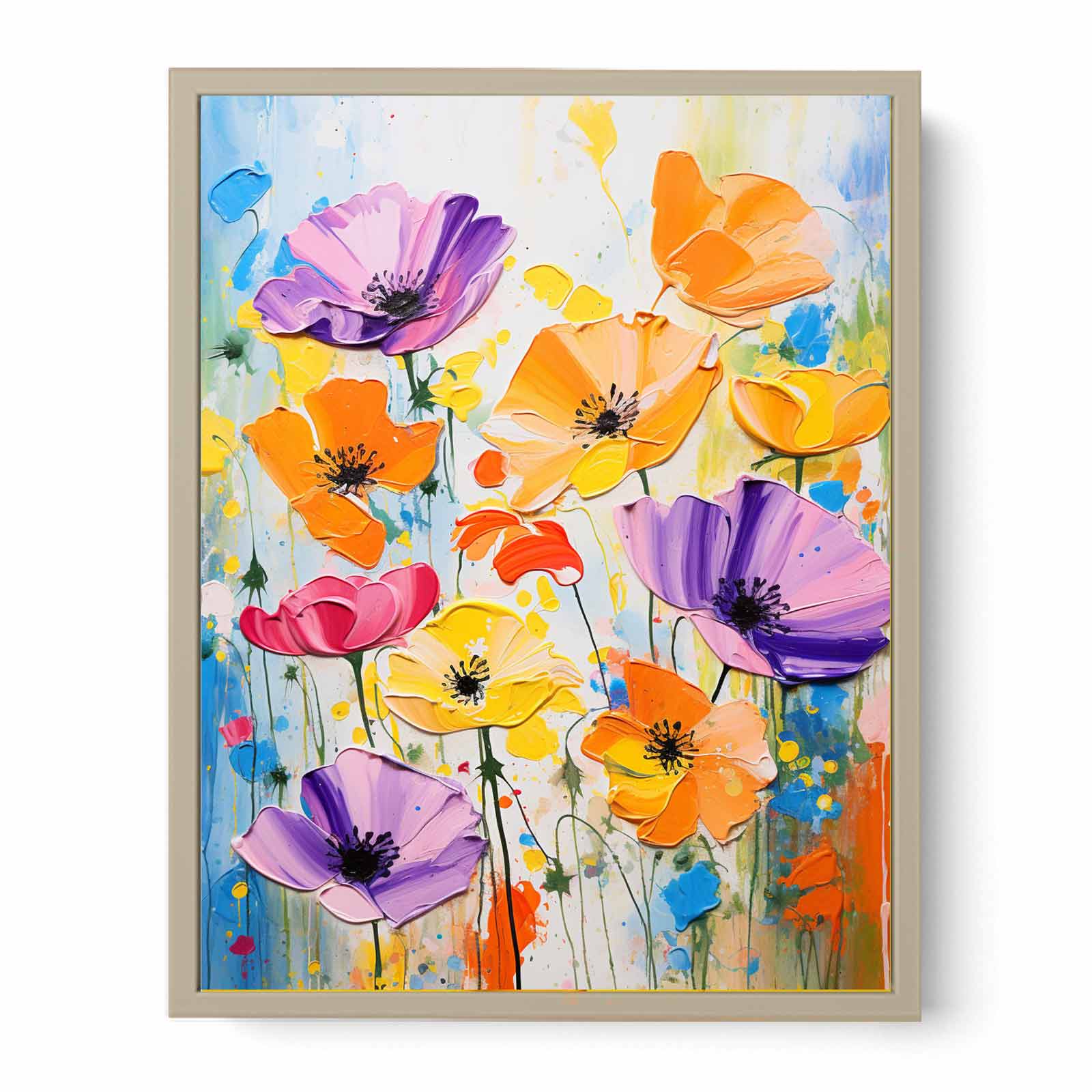 Flower Art Dripping Color Painting  Art Print