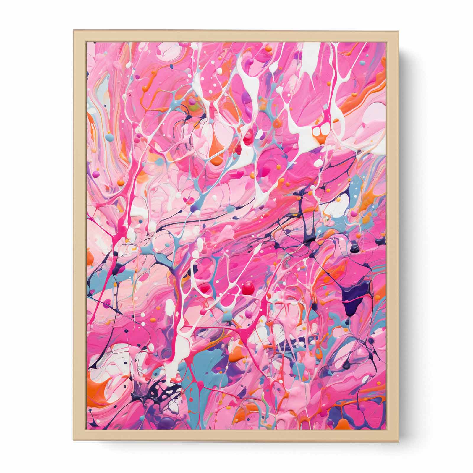 Pink Dripping Color Painting  Streched canvas