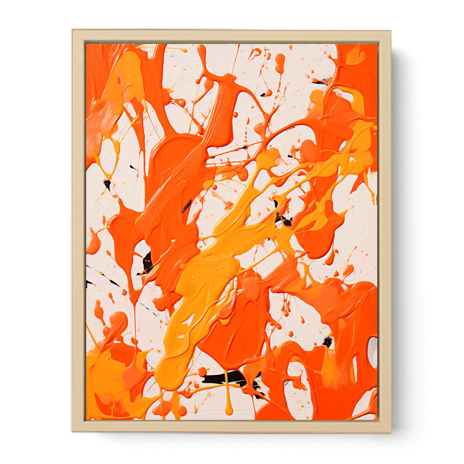 Orange Art Dripping Color Painting  Streched canvas