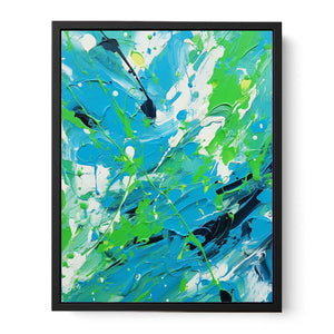 Green Blue  Drip  Painting  Canvas Print