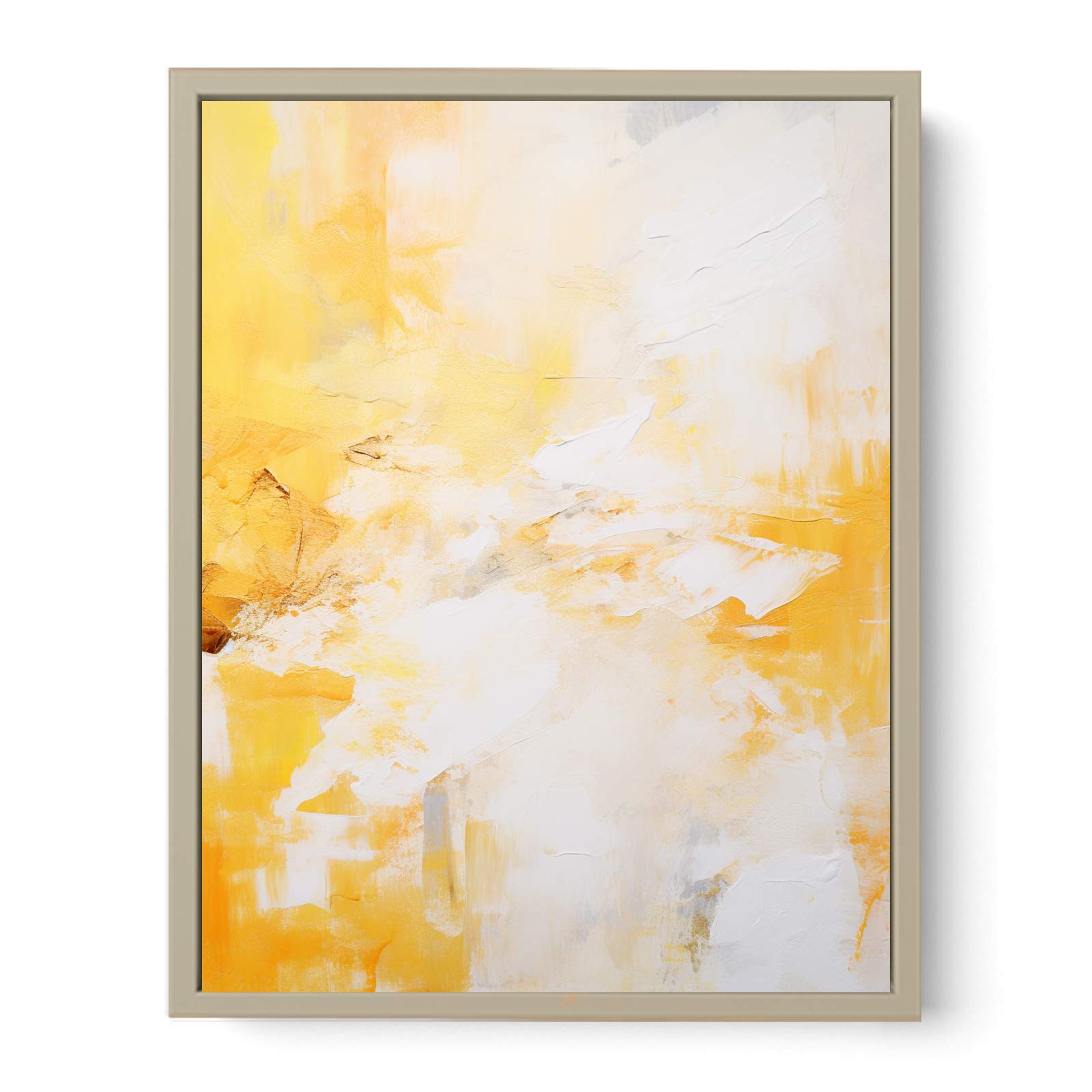 White Yellow Abstract Painting  Art Print