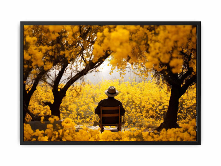 Me & Yellow Flowers in Autumn  Canvas Print