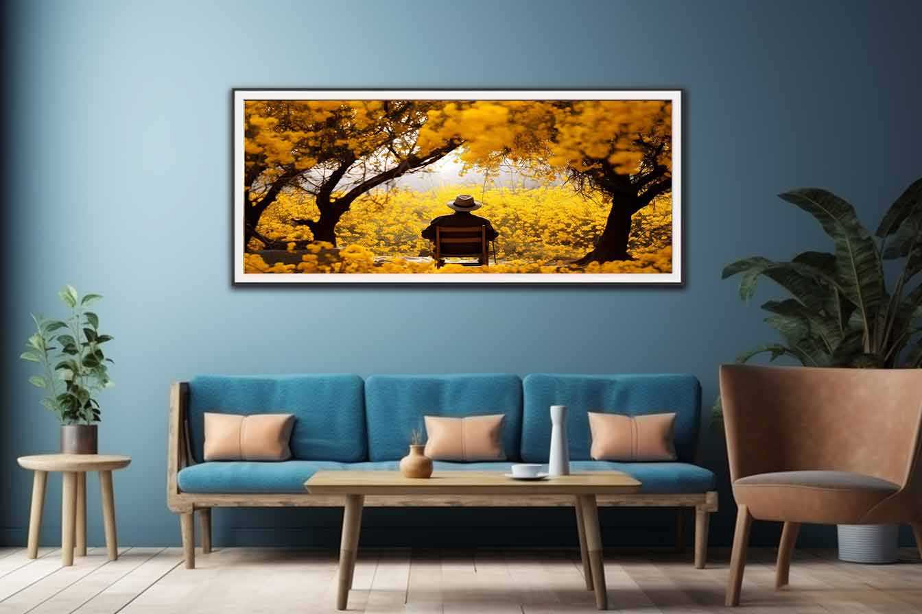 Me & Yellow Flowers in Autumn Painting