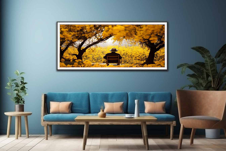 Me & Yellow Flowers in Autumn Painting