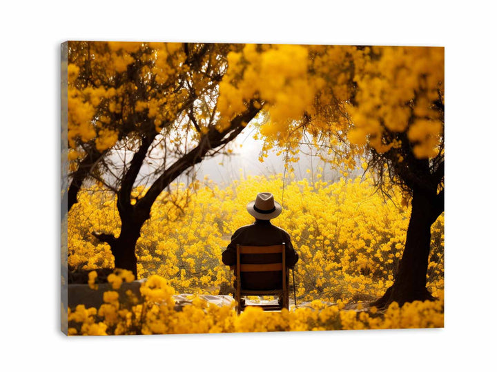 Me & Yellow Flowers in Autumn Painting