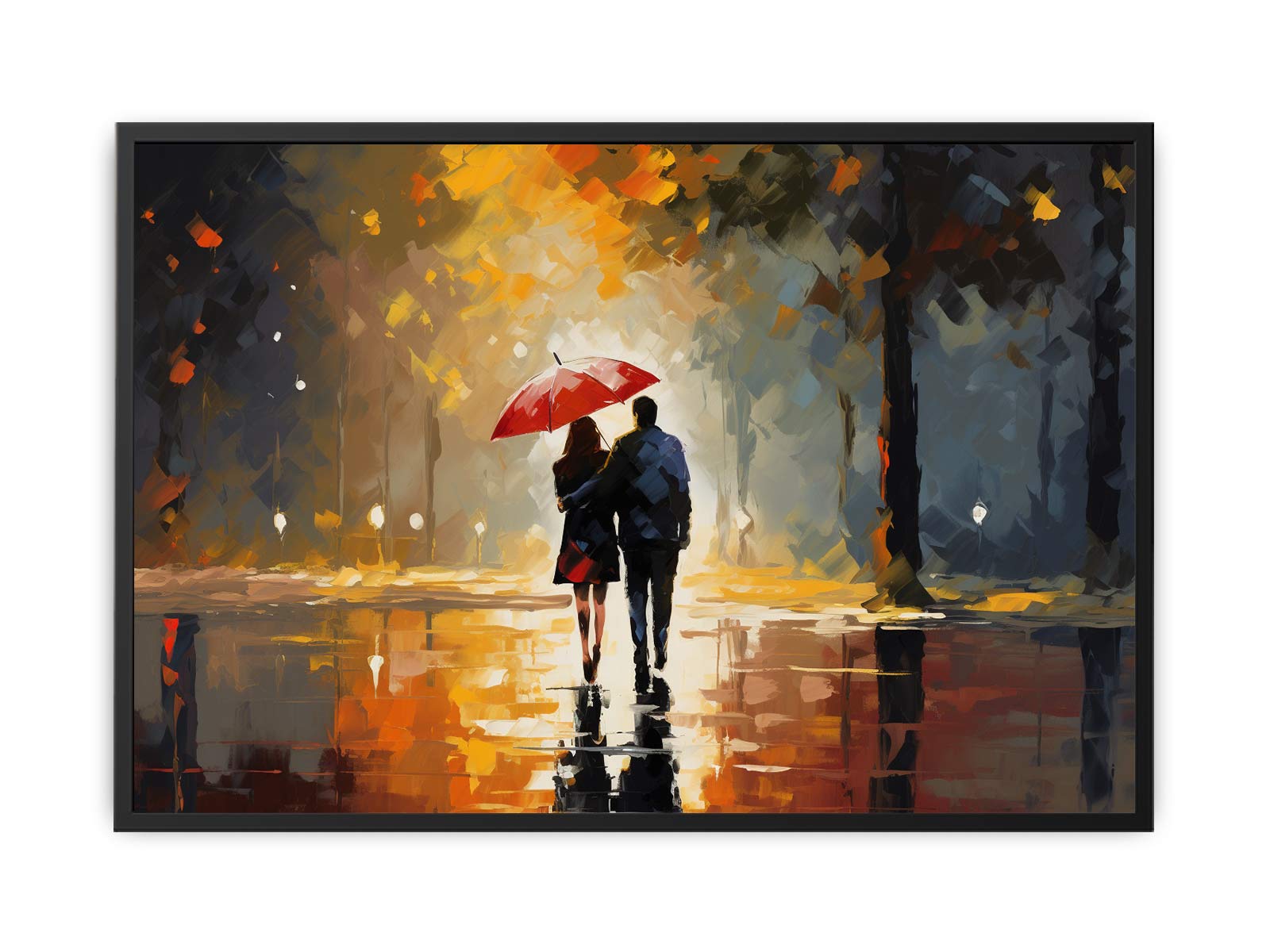 Couple Under Umbrella  Art  Canvas Print