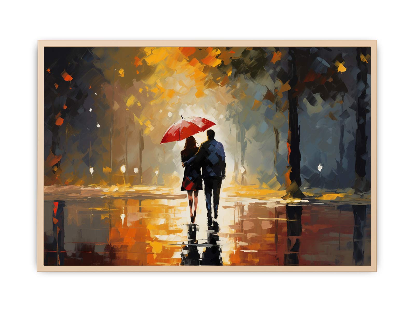 Couple Under Umbrella  Art  Streched canvas