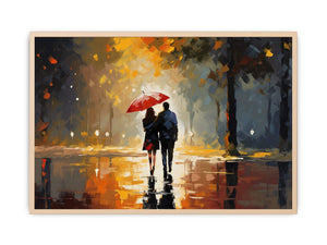Couple Under Umbrella  Art  Streched canvas