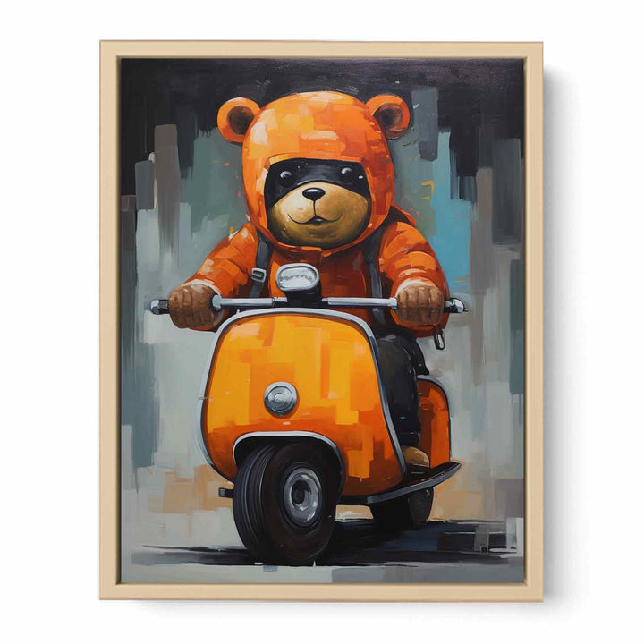 Bear on Scooter   Streched canvas