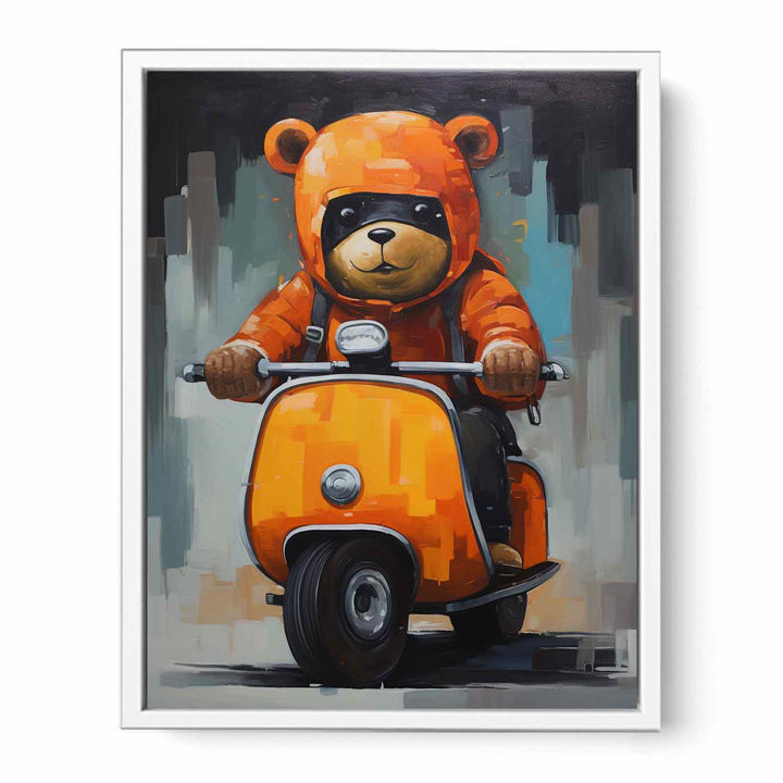 Bear on Scooter  Framed Print