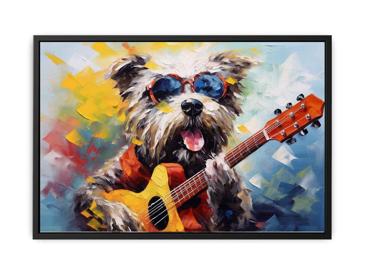 Dog Playing Guitar Modern Art   Canvas Print