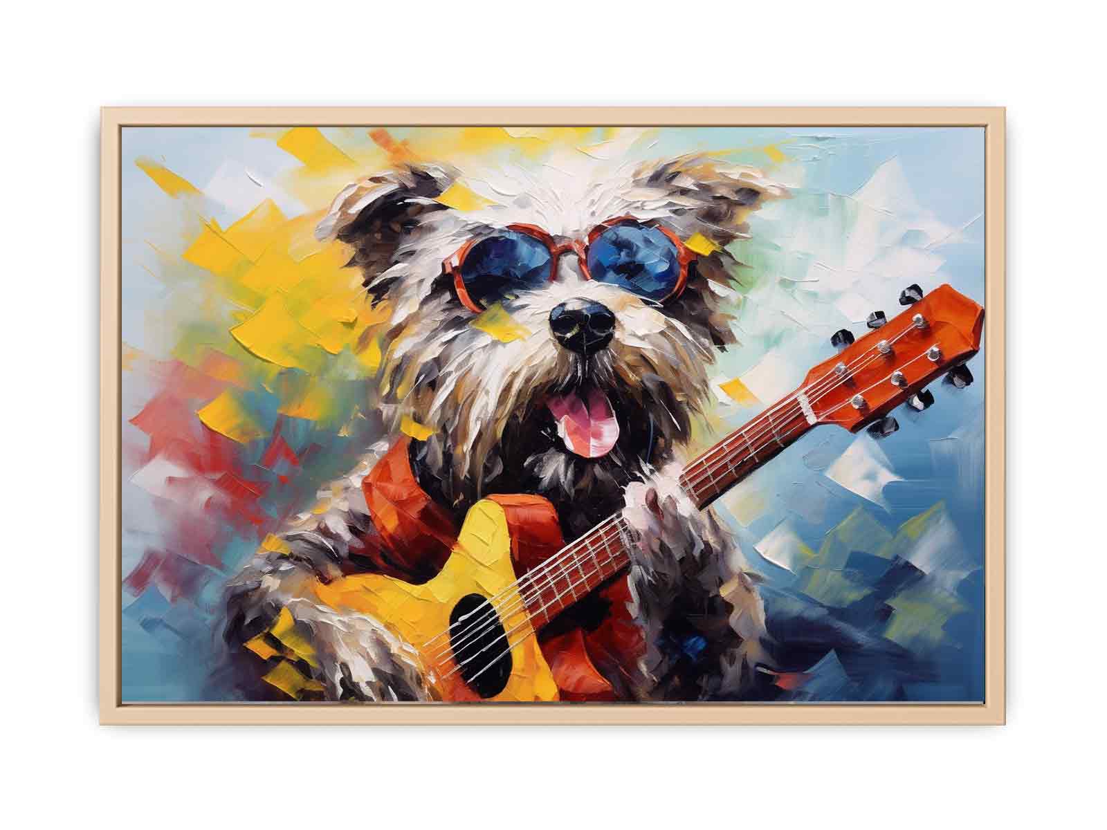 Dog Playing Guitar Modern Art   Streched canvas