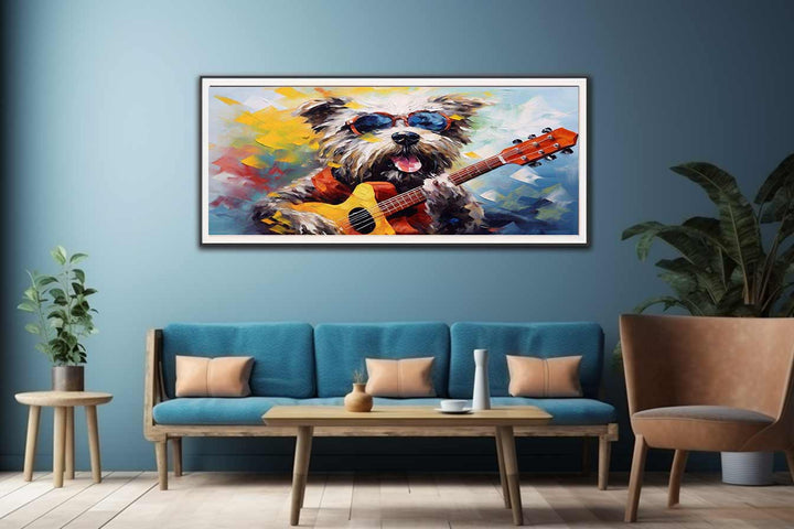 Dog Playing Guitar Modern Art  Painting