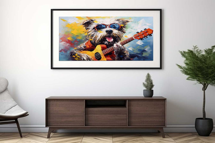 Dog Playing Guitar Modern Art  Painting