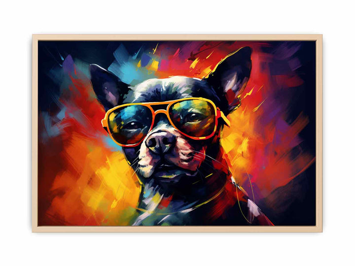 Dog with Glasses   Streched canvas