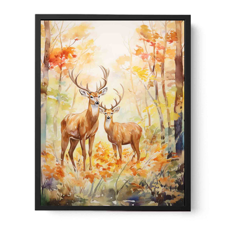 Two Deer Modern Art Painting   Canvas Print