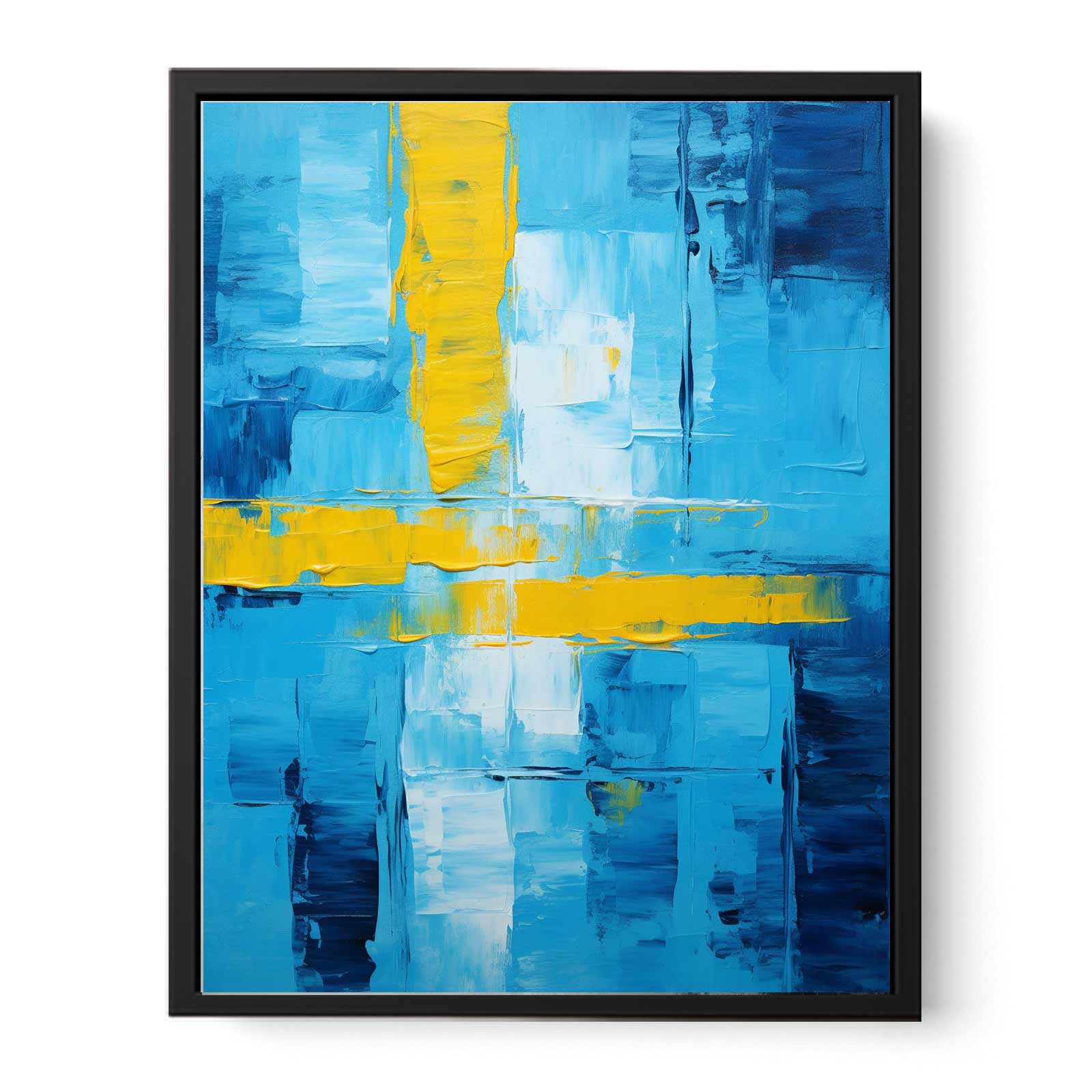 Abstract Blue Yellow Knife Art Painting  Canvas Print