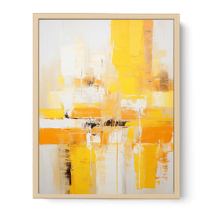 Abstract Yellow White Painting  Streched canvas