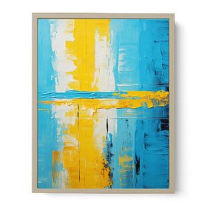 Abstract Knife Art Blue Yellow Painting  Art Print