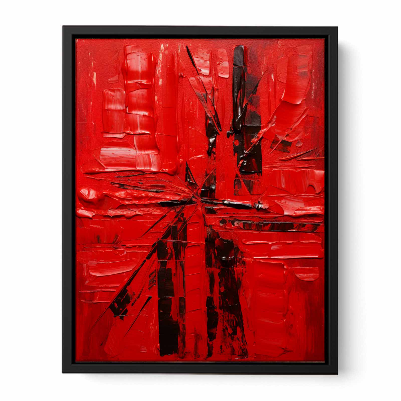 Red Abstract  Knife Art Painting  Canvas Print