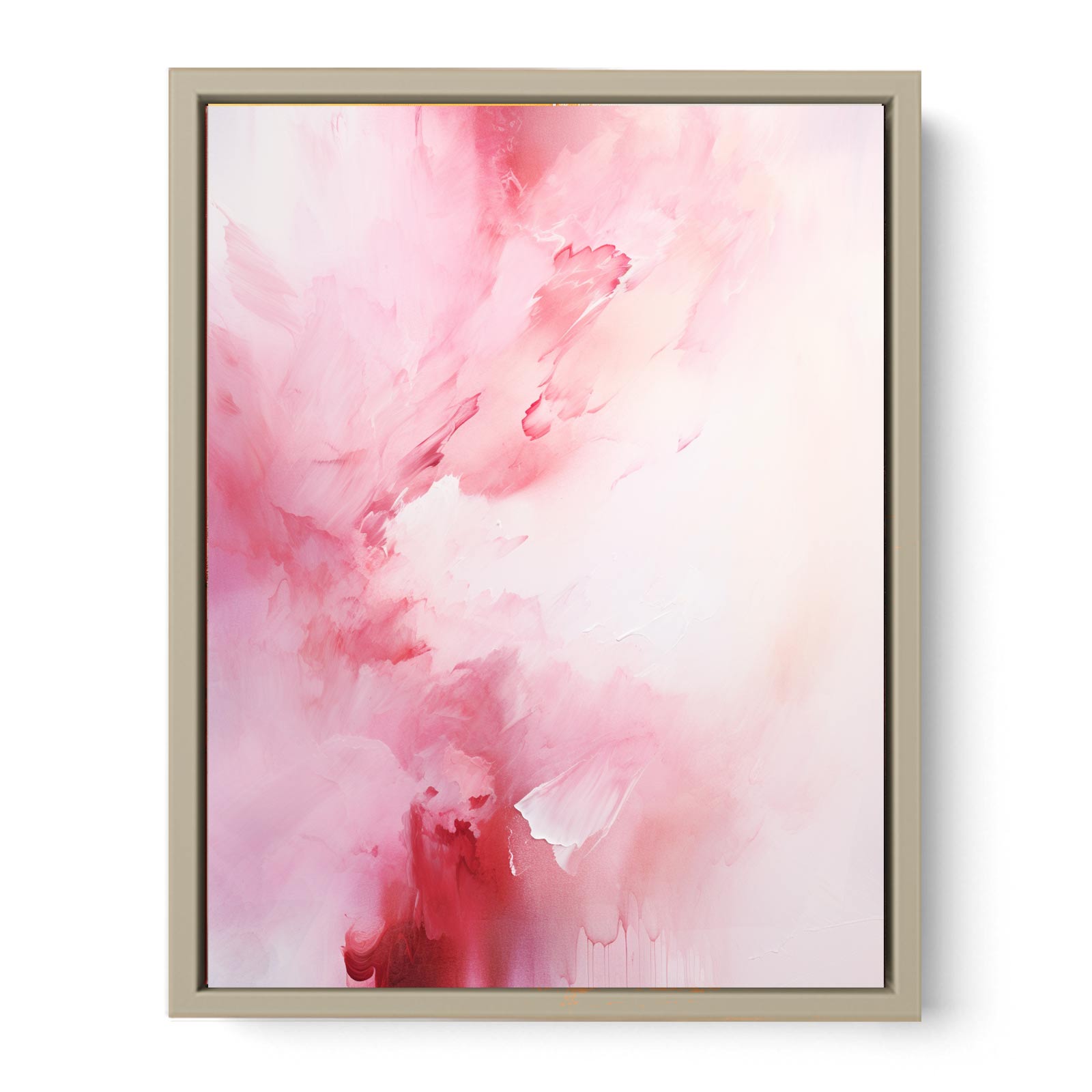 White Pink Abstract Painting  Art Print