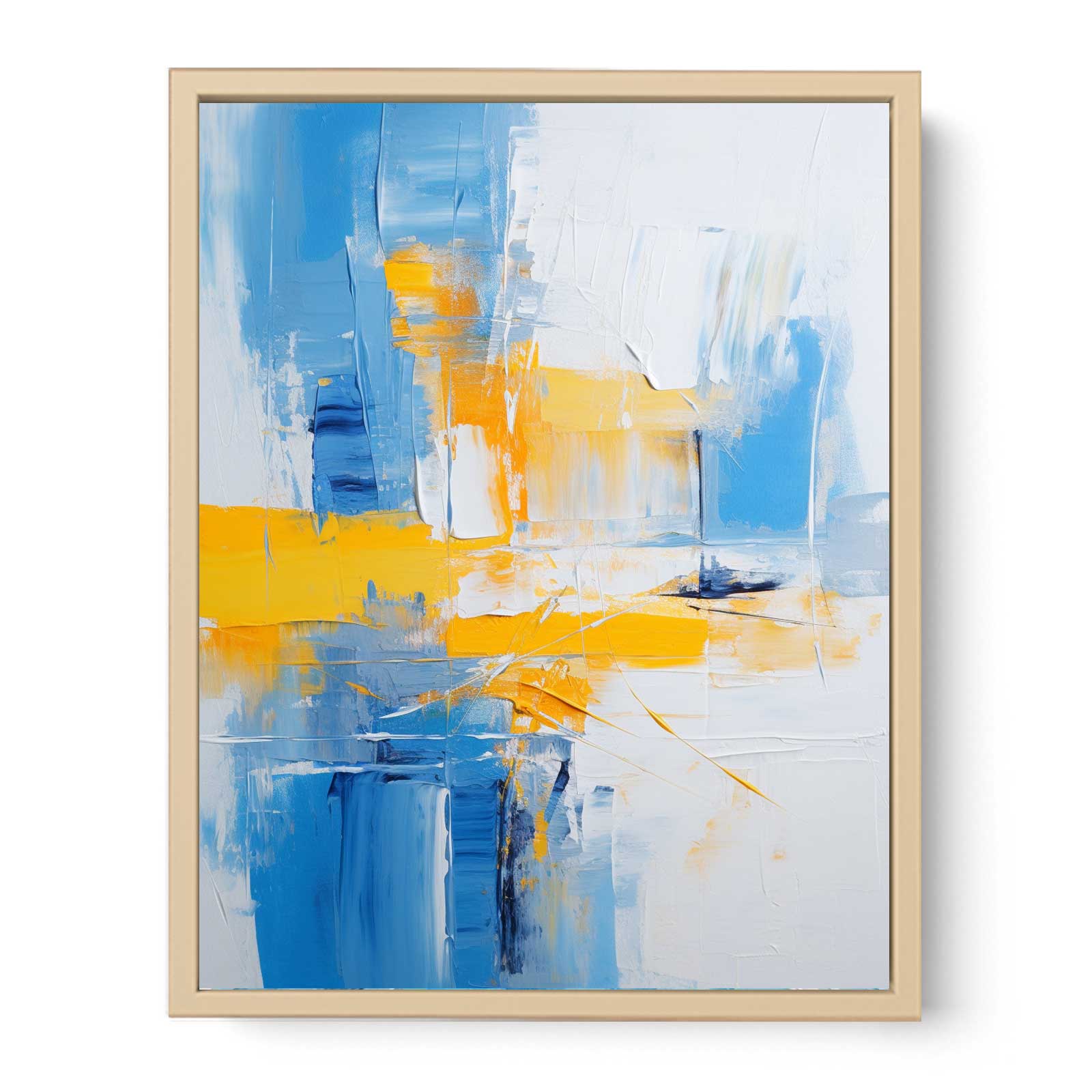 Blue Yellow Abstract Painting  Streched canvas
