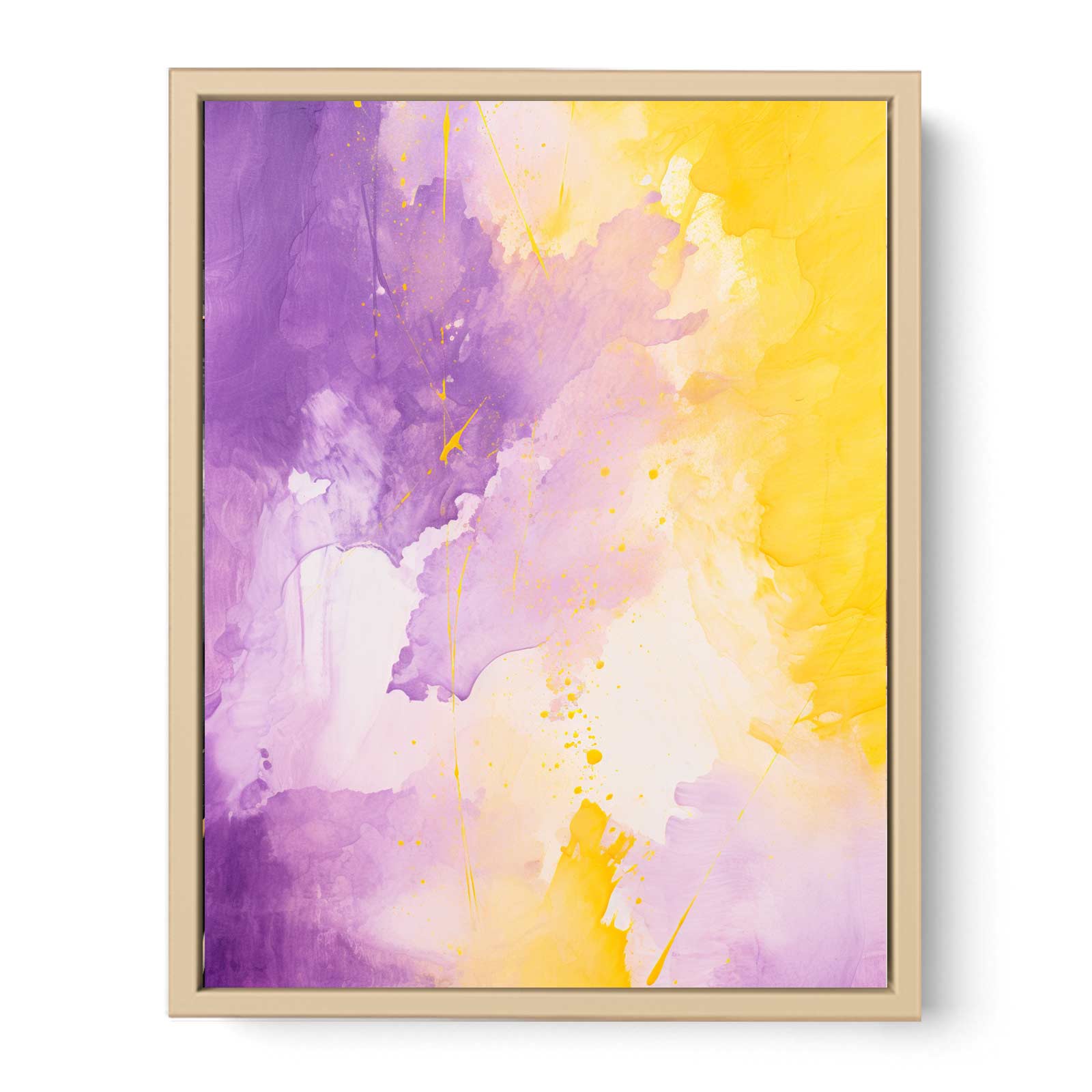 Yellow Purple Abstract Painting  Streched canvas