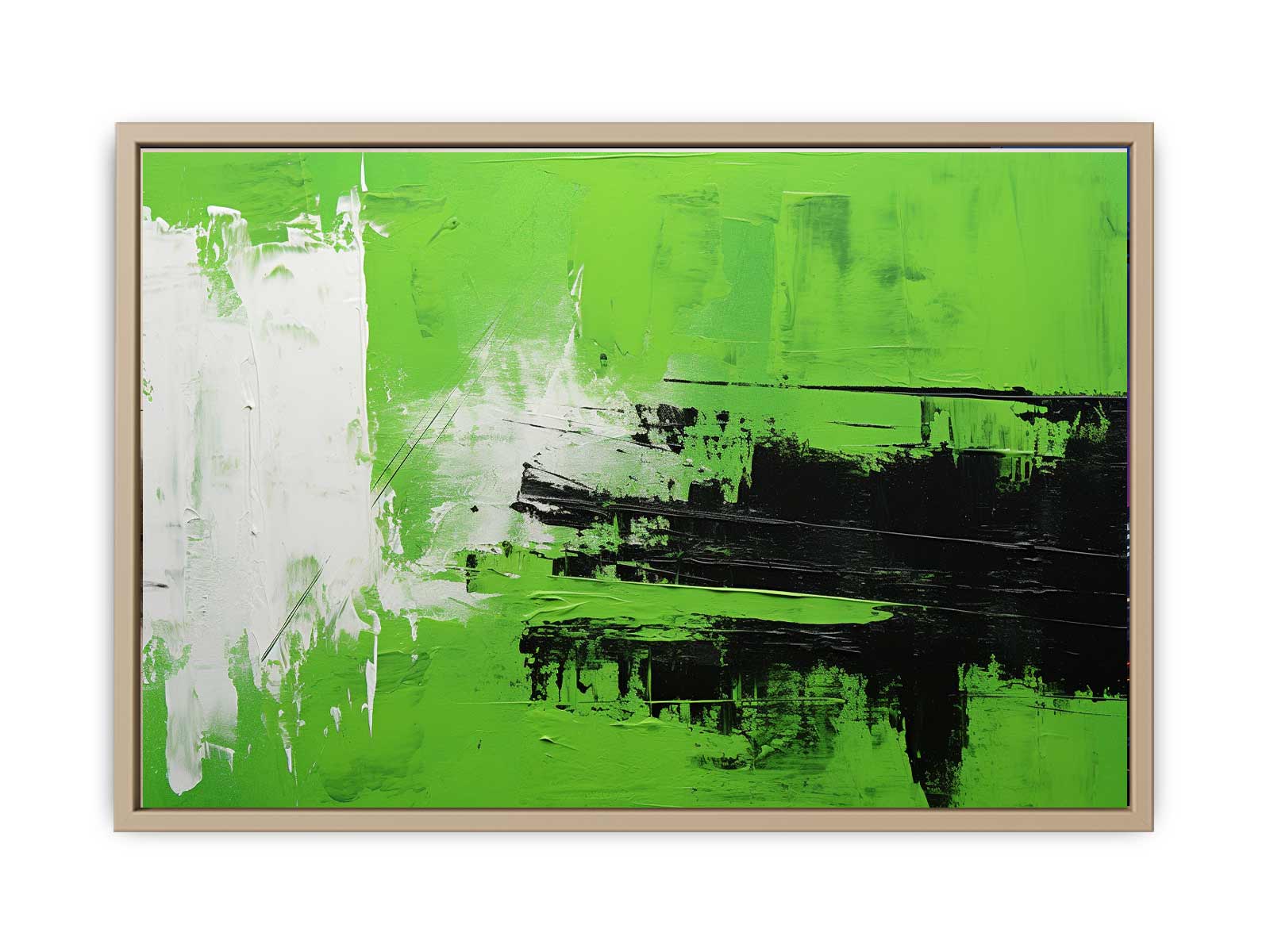 Green Black Abstract Painting  Art Print
