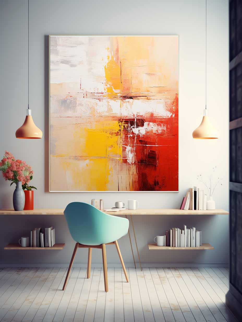 Abstract Painting Yellow Red Painting