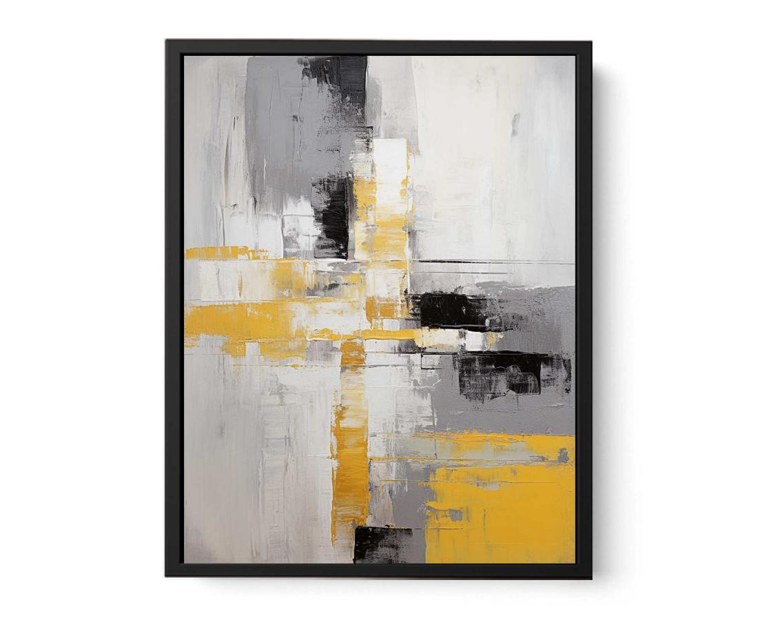 Abstract Painting Grey Yellow  Canvas Print