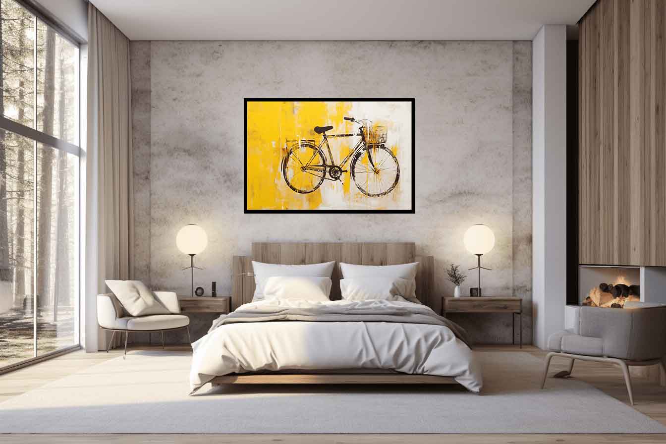 Yellow Cycle Modern Art Painting