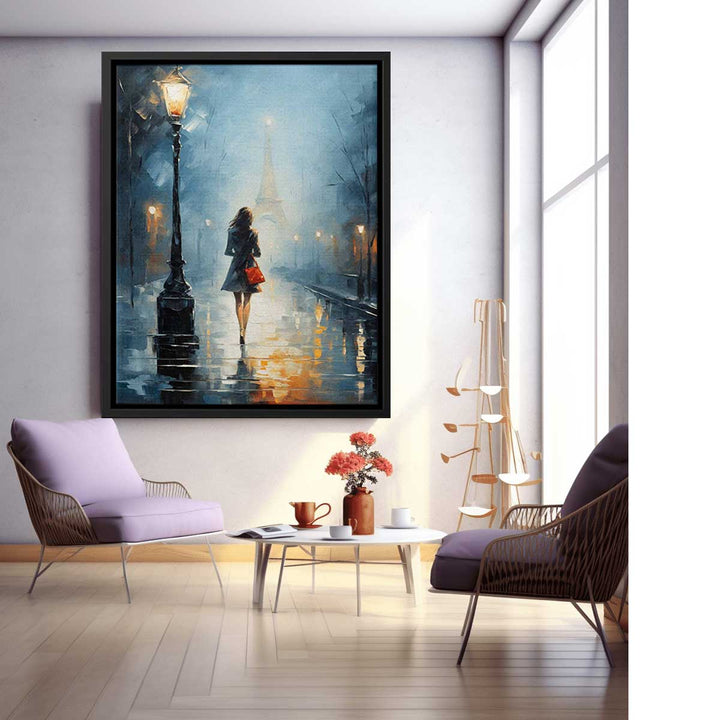 Girl Street Light Modern Painting