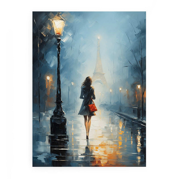 Girl Street Light Modern Painting