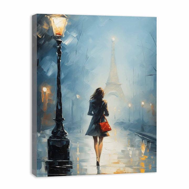 Girl Street Light Modern Painting