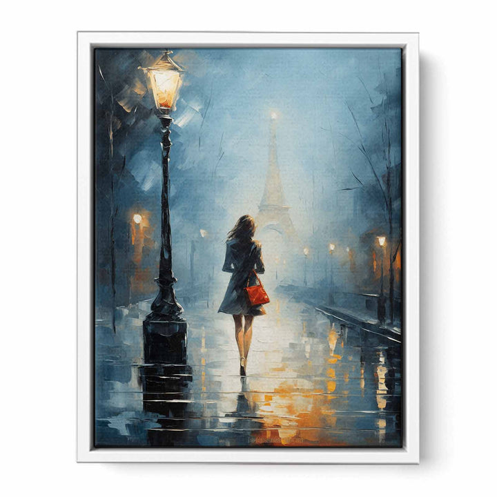 Girl Street Light Modern Painting  Framed Print