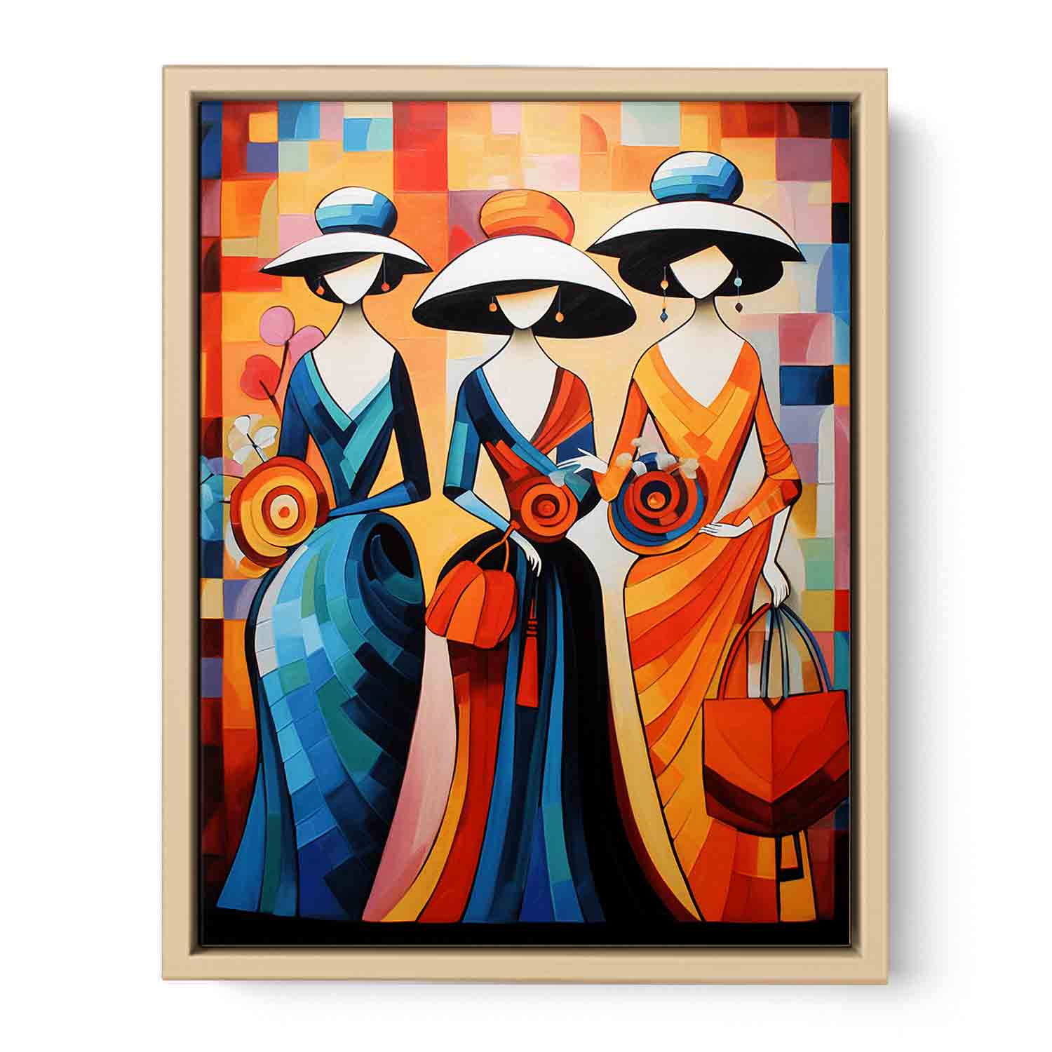 Three Lady With Purse Modern Art  Painting   Art Print